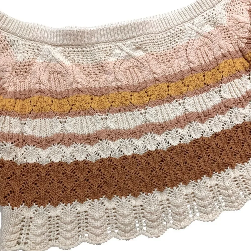 ba&sh Jansan Striped Crochet Knit Crop Top - Picture 6 of 7